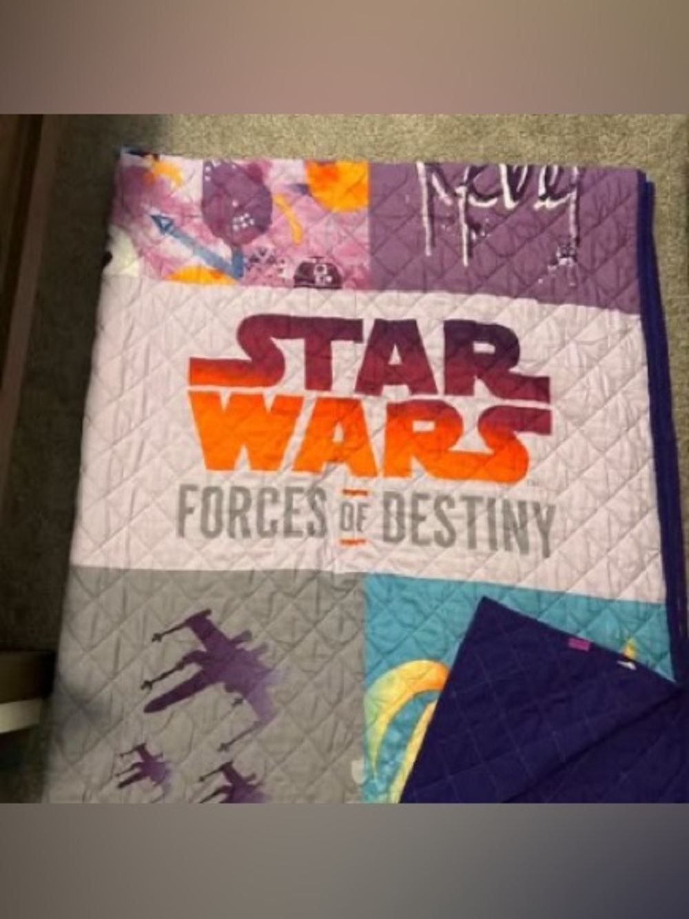 Star Wars full size Quilted Throw in Purple, Orange, Gray and Blue